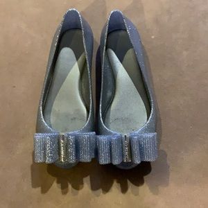 Melissa silver bow sparkle shoes girls sz 12